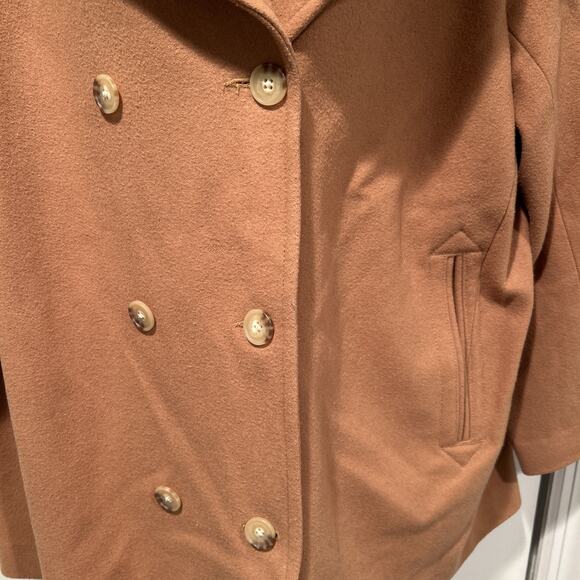 LANDS' END Beige Wool Blend Doubled Breasted Peacoat Women's Sz. 16W preppy EUC - Picture 3 of 11